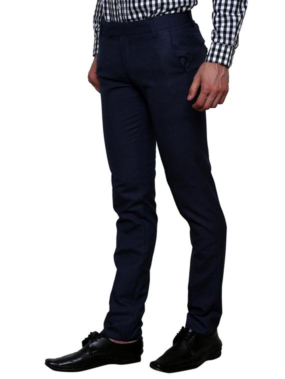 blue polyester flat front trousers formal - 11764058 - Zoom Image - 2