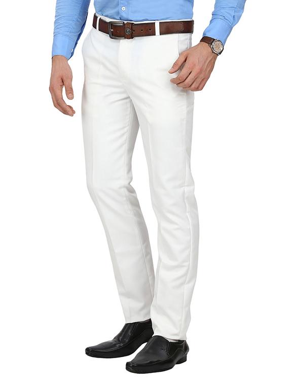 white polyester flat front trousers formal - 11764075 - Zoom Image - 2