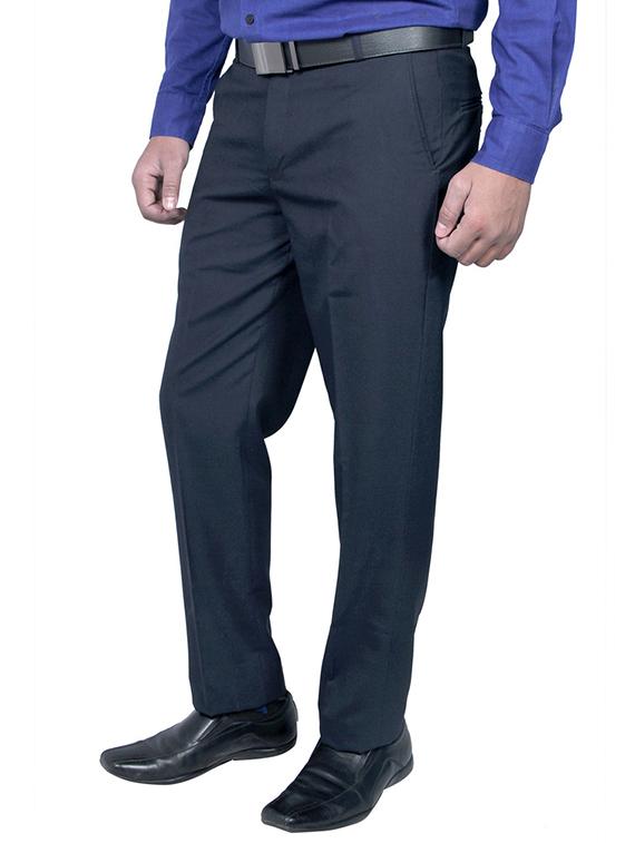 navy blue 100% viscose flat front trousers formal - 11764080 - Zoom Image - 2