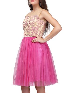 lace detail gathered flared dress - 11774854 - Standard Image - 2