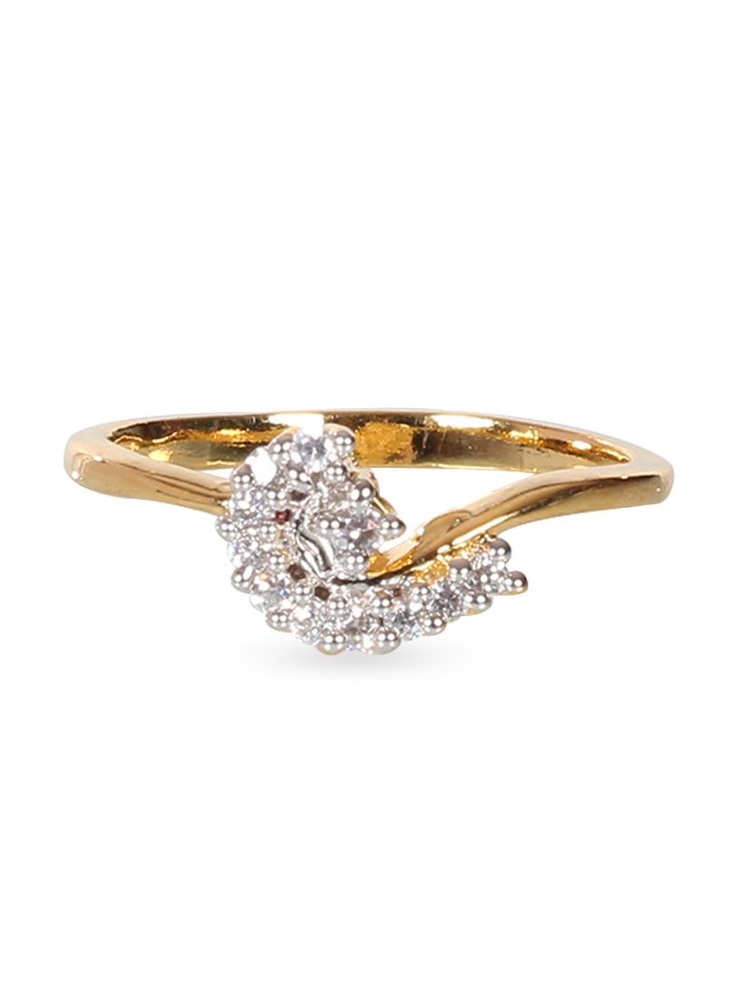 Zirconia Studded Gold Plated Ring - By - 1178353