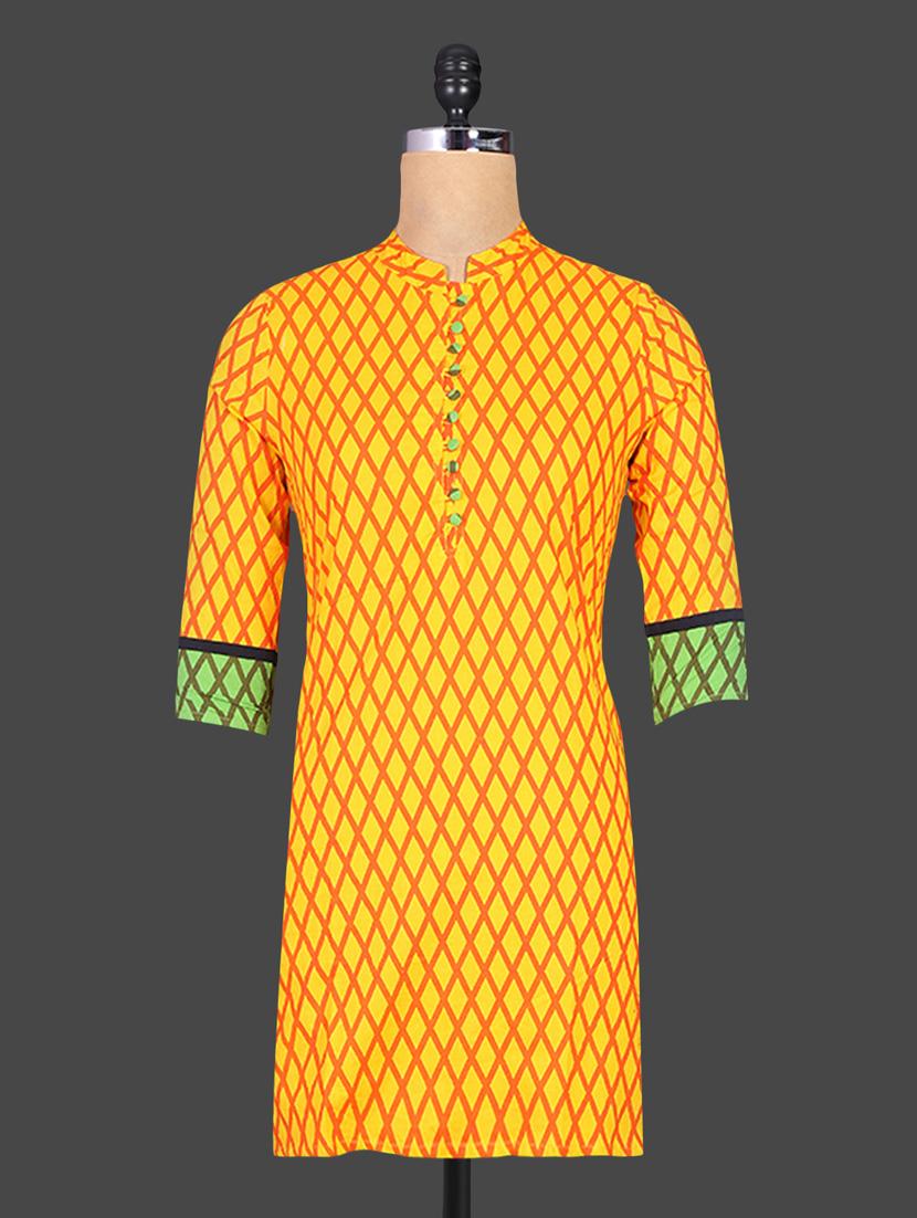 Quarter Sleeve Geometric Print Kurti - Reet