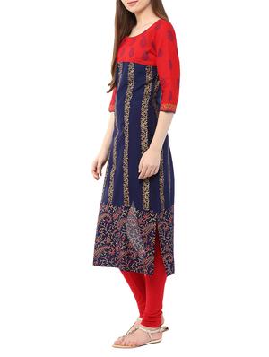 block printed straight kurta - 11789246 - Standard Image - 2