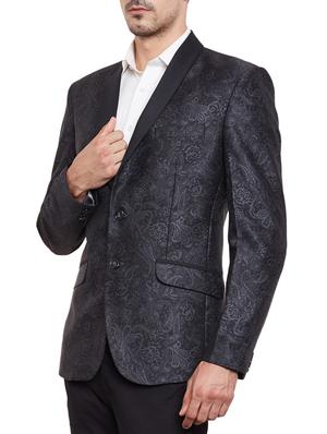 solid black velvet casual blazer - 11789696 - Standard Image - 2
