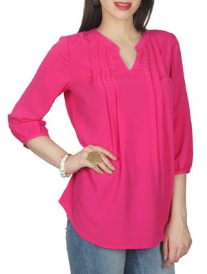 pink solid crepe tunic - 11792151 - Standard Image - 2