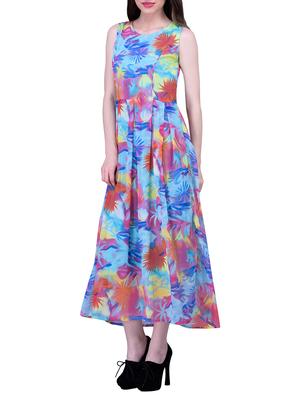 blue printed chiffon maxi dress - 11792403 - Standard Image - 2