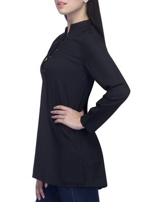 black solid georgette tunic - 11801597 - Standard Image - 2