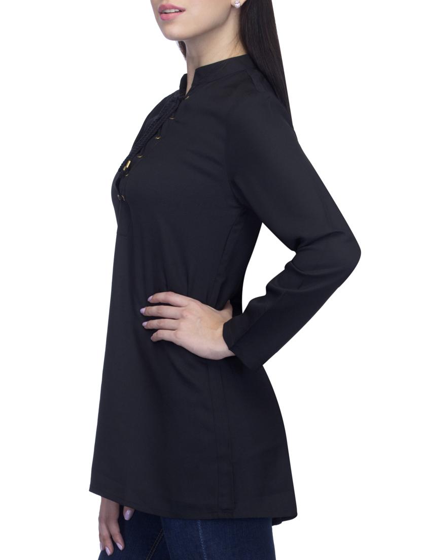black solid georgette tunic - 11801597 - Zoom Image - 2