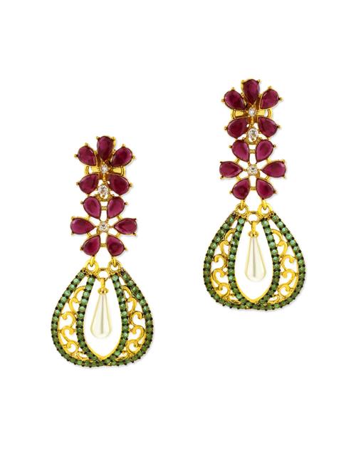 multicolored embellished brass drop earrings - 11806984 - Standard Image - 1