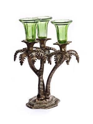 Silver metallic finish palm tree design candle bar - 1181225 - Standard Image - 2
