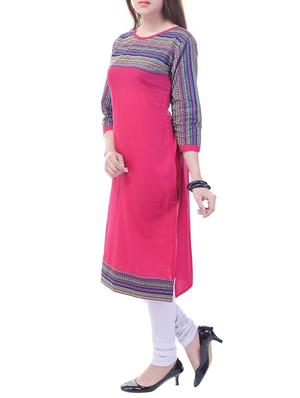 pink cotton straight kurta - 11815630 - Standard Image - 2