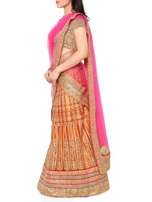 orange net embroidered lehenga - 11820214 - Standard Image - 2