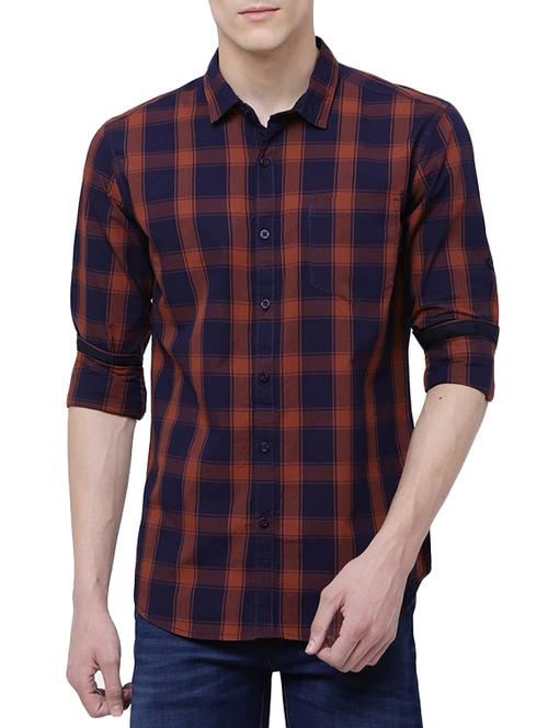 navy blue cotton casual shirt - 11834827 - Very Small Image - 1