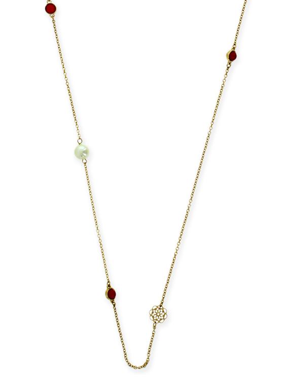 Pink Metal Long Necklace - By
