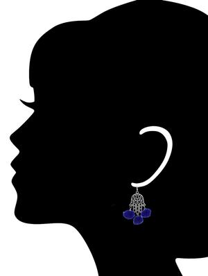 silver and blue pom pom embellished metal earrings - 11857433 - Standard Image - 2