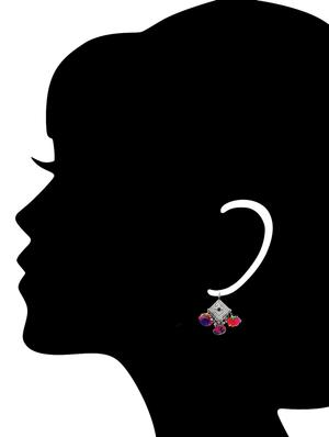 multicoloured pom pom embellished metal earrings - 11857439 - Standard Image - 2