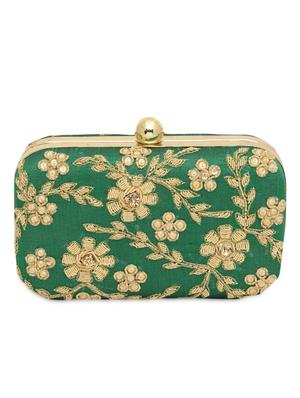 green embellished polyester box clutch - 1185998 - Standard Image - 2