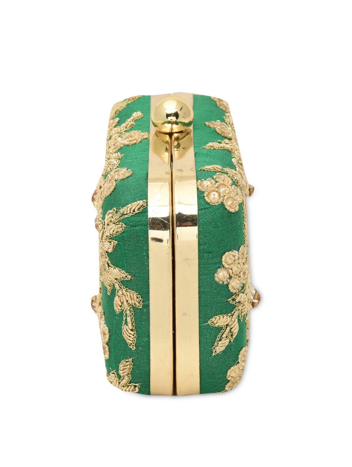 green embellished polyester box clutch - 1185998 - Zoom Image - 5