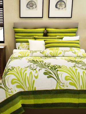 home candy elegant green cotton double bed sheet with 2 pillow covers- 144 tc - 11863763 - Standard Image - 2