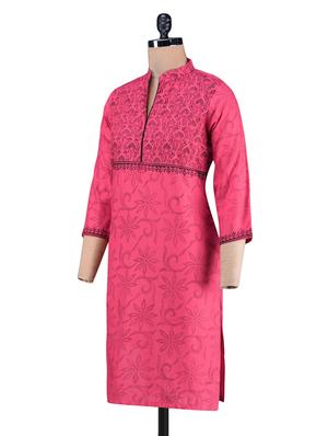 pink cotton printed kurti - 1186787 - Standard Image - 2