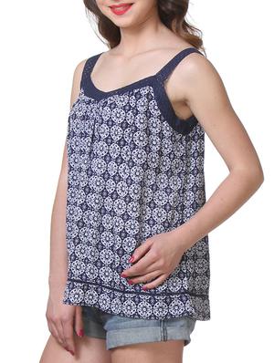 blue rayon printed boxy top - 1187004 - Standard Image - 2