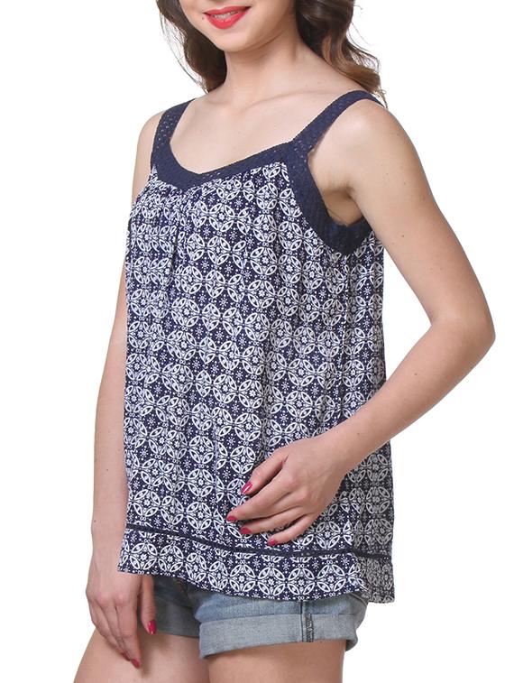 blue rayon printed boxy top - 1187004 - Zoom Image - 2