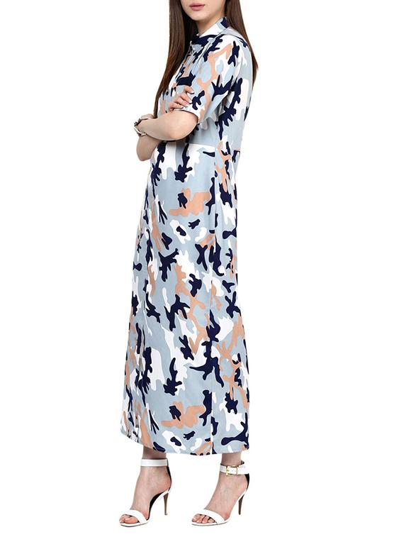 button up front slit maxi dress - 11870342 - Zoom Image - 2