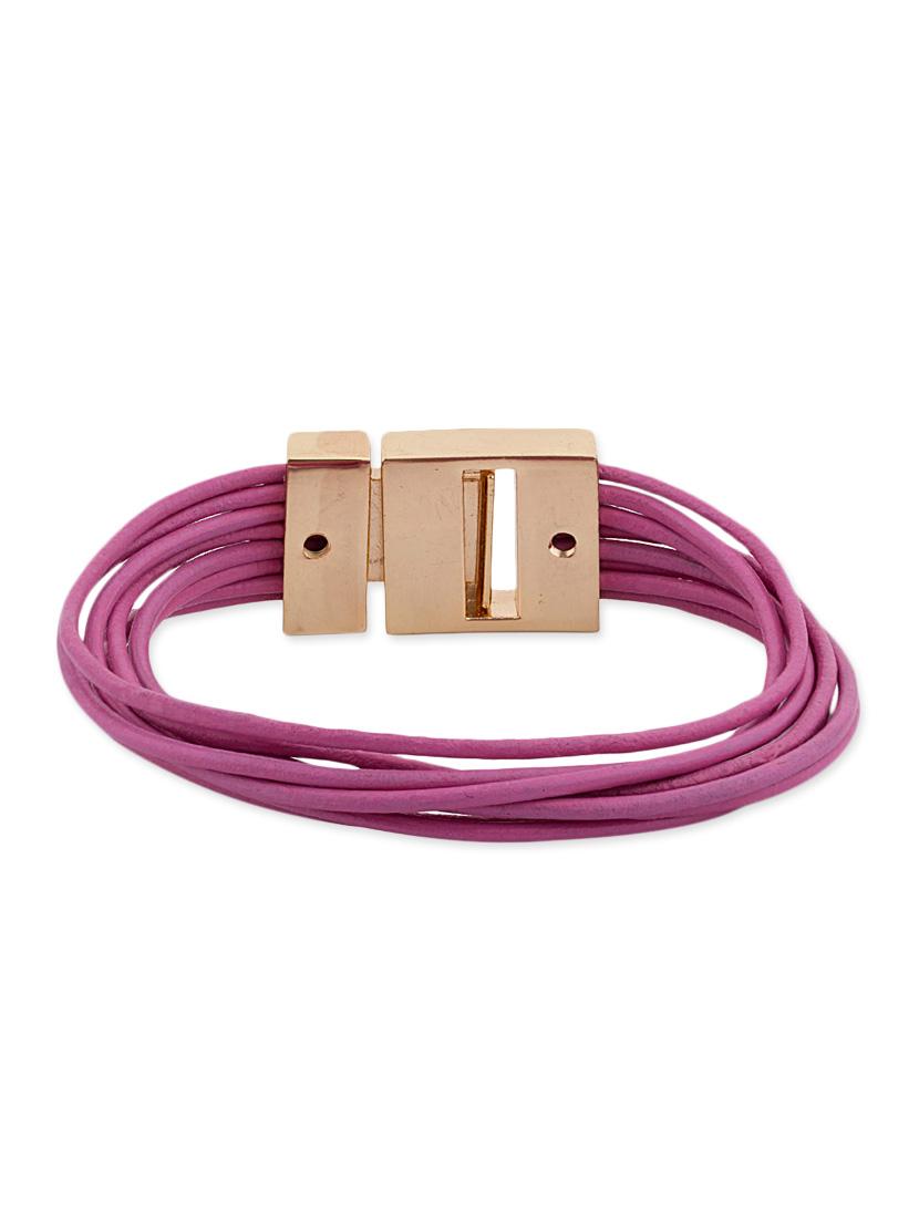 Purple Faux Leather Bracelet With Magnet Lock - By