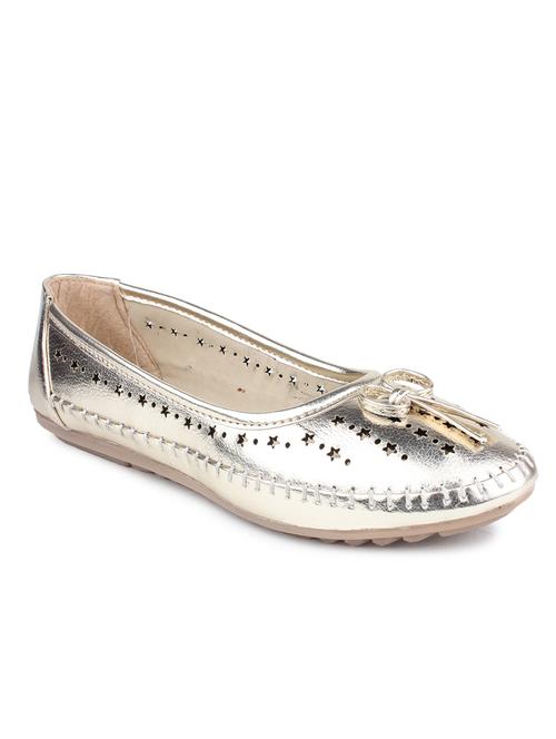 gold suede slip on ballerina - 11894507 - Standard Image - 1