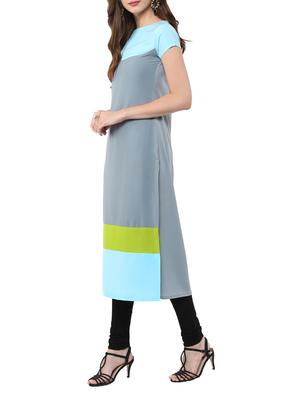 colour block long kurta - 11900666 - Standard Image - 2