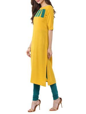 Straight color block Long Kurta - 11900667 - Standard Image - 2