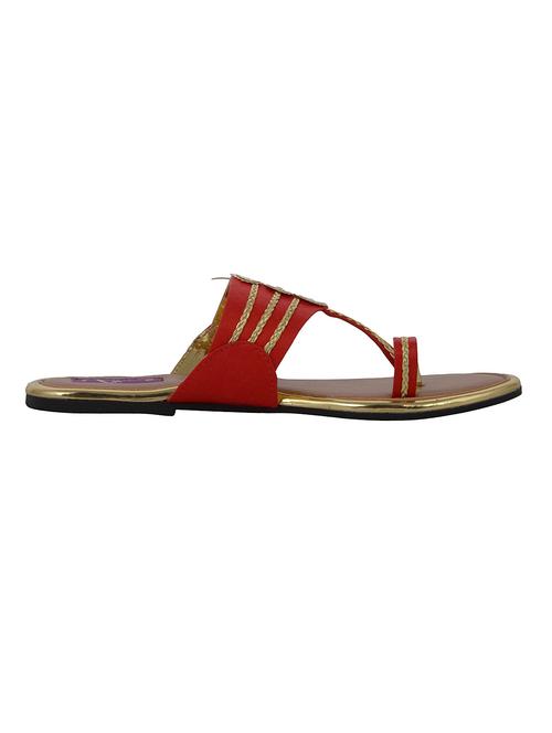 red braided trim ethnic flats - 11902025 - Very Small Image - 1