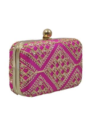 pink cotton embroidered clutch - 11912493 - Standard Image - 2