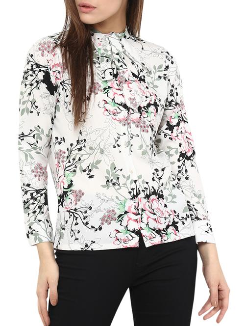 white floral printed crepe top - 11913568 - Standard Image - 1