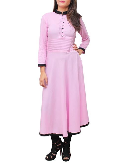 pink rayon flared kurta - 11916001 - Standard Image - 1