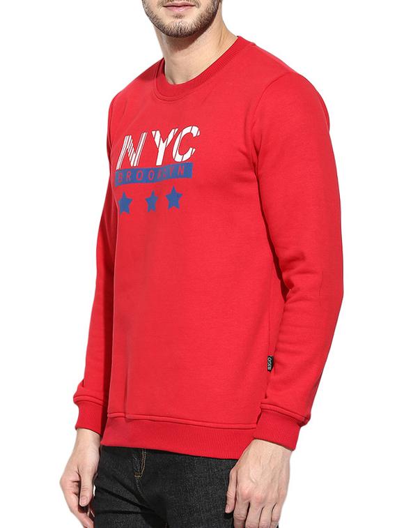 red fleece printed sweatshirt - 11919244 - Zoom Image - 2