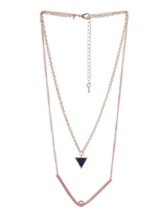 Black Marble Stone Metal Long Necklace - By