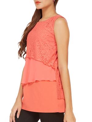peach georgette regular top - 11933277 - Standard Image - 2