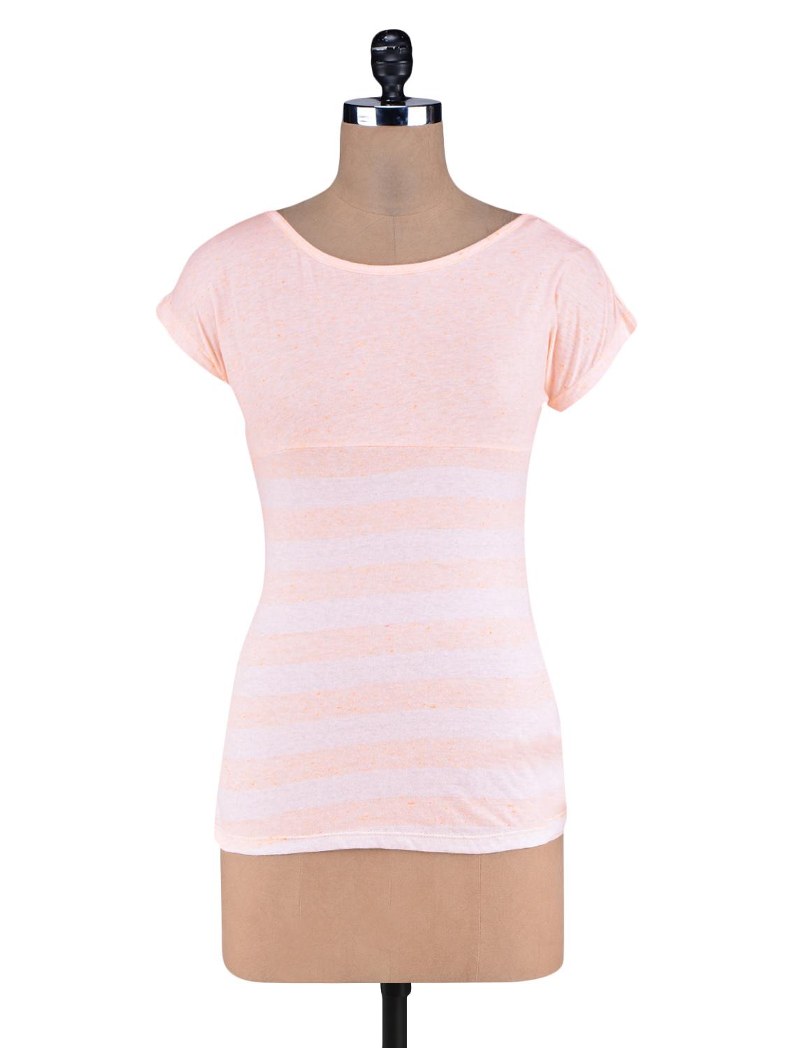 Pink Yarn Dyed Stripes Knitted Cotton Top - By