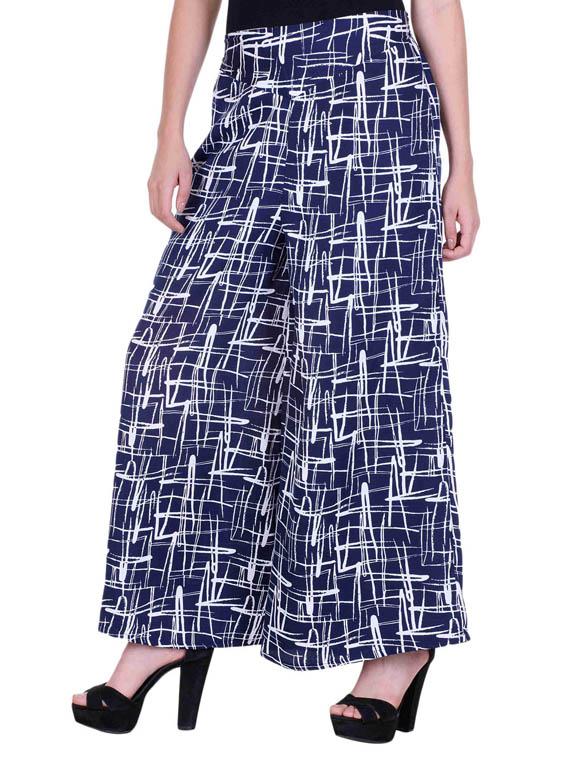 blue crepe palazzos - 11946697 - Zoom Image - 2