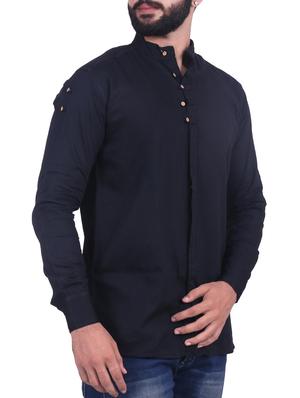 black cotton casual shirt - 11951225 - Standard Image - 2