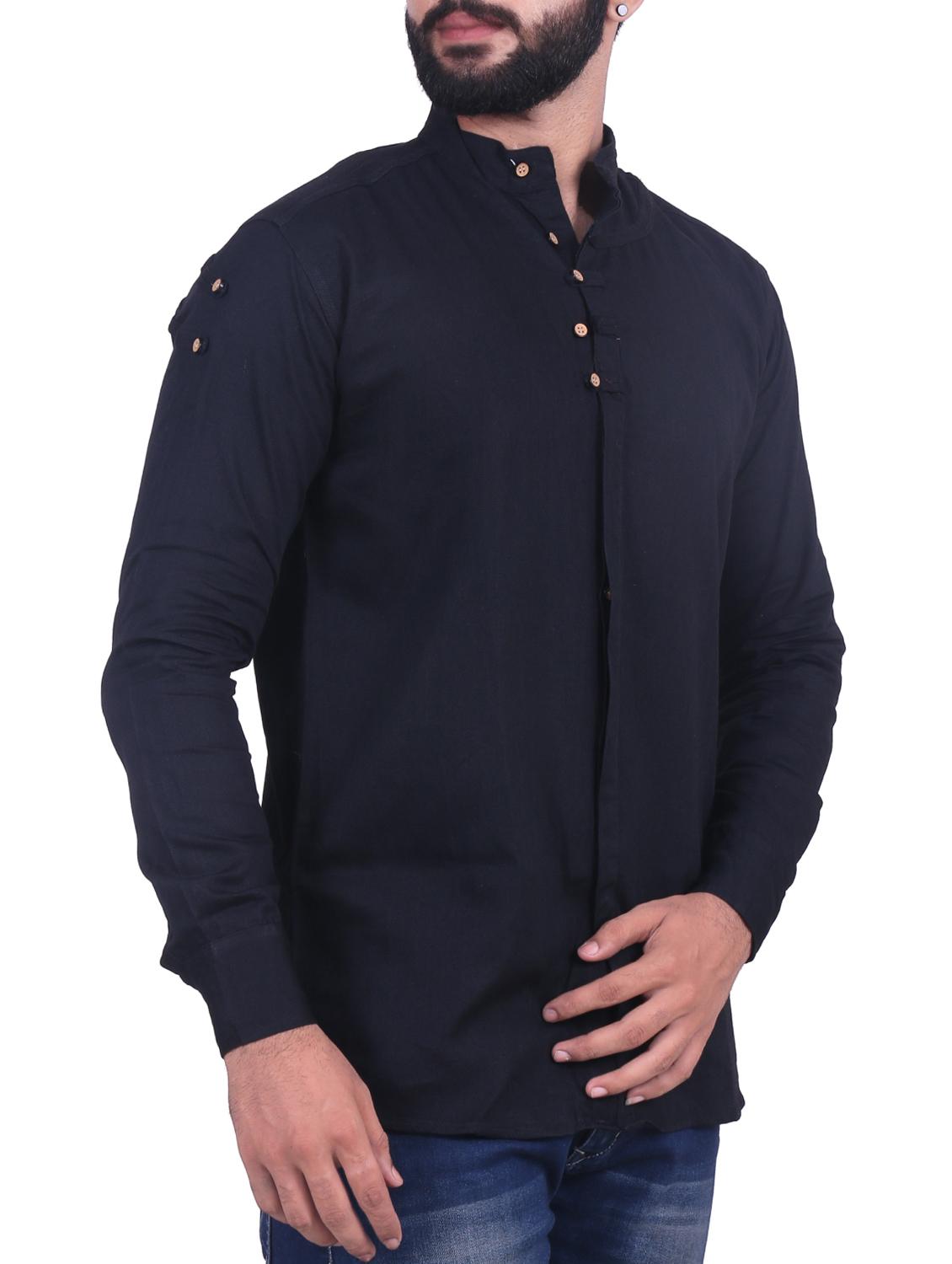 black cotton casual shirt - 11951225 - Zoom Image - 2