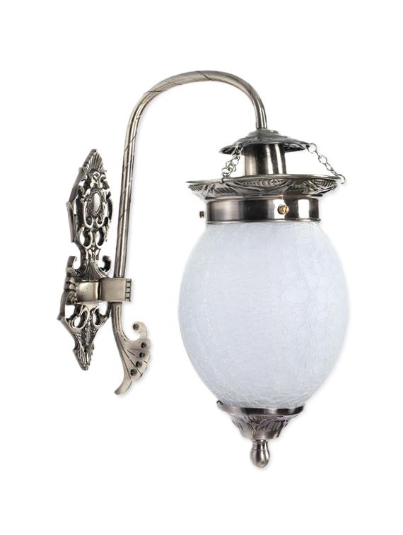 White Glass And Brass Wall Hanging Light - By