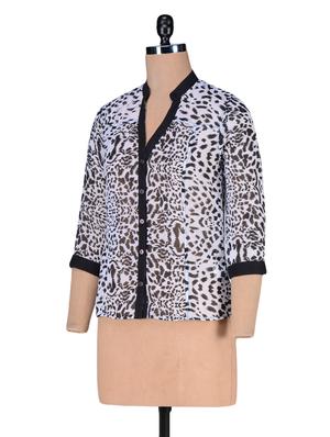 black georgette animal print top - 1196707 - Standard Image - 2