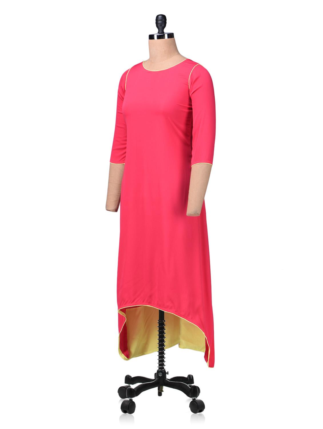 fuchsia hi-lo long kurta - 1203489 - Zoom Image - 2