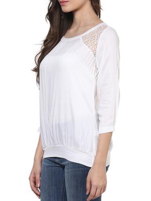 White plain rayon net top - 1204179 - Standard Image - 2