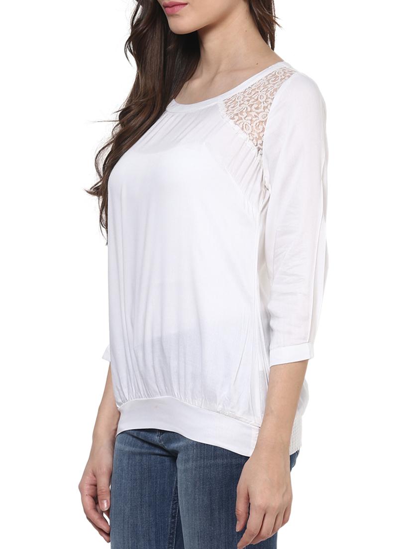 White plain rayon net top - 1204179 - Zoom Image - 2