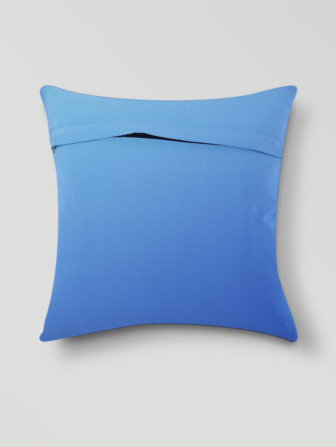 Sky Blue Cotton & Polyester Print Cushion Cover - 1206447 - Zoom Image - 2