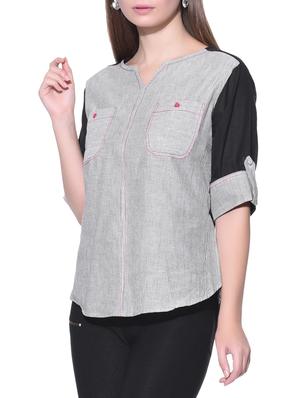 Grey and black cotton shirt - 12080996 - Standard Image - 2