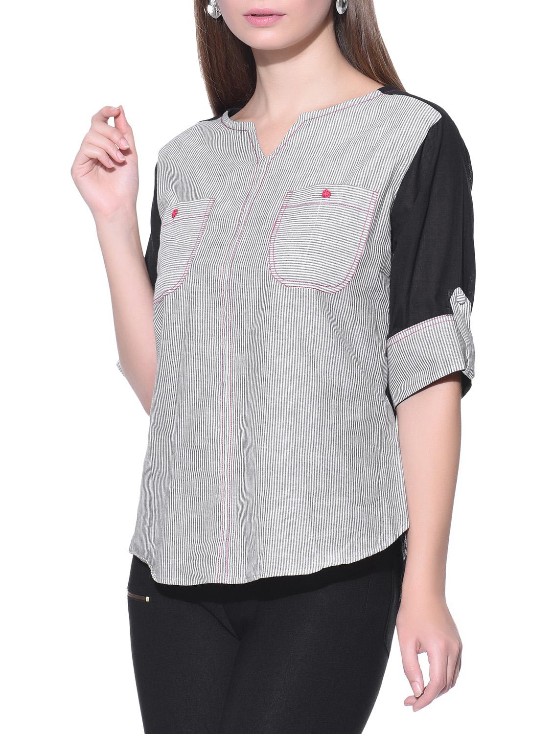 Grey and black cotton shirt - 12080996 - Zoom Image - 2